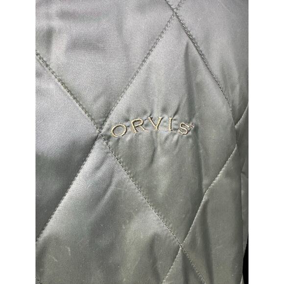 Orvis Quilted Outdoor Bomber Jacket Snaps Bungee Hem Mens Size L Green-Excellent - Picture 3 of 13
